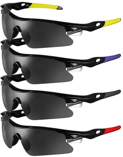Zuimei 4 Pcs Cycling Glasses, Sports Running Sunglasses, Windproof UV400 Protection Light Sunglassess Outdoor Glassess for Men Woman