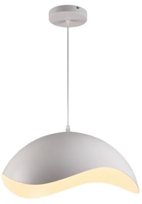 damastoreitalia Lampadario Sospeso E27 Moderno a Forma di Conchiglia, Regolabile, Design Minimalista per Cucina, Soggiorno e Camera da Letto (Bianco)