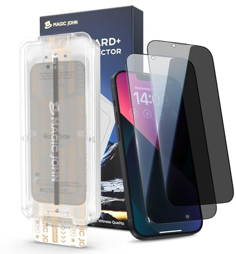 MAGIC JOHN für iPhone 13/13 Pro/14/16e für Upgrade Sichtschutzfolie (6,1 Zoll), 25-Grad-schutzwinkel-Einfaches, mit einfachem Einfache Installation, Befestigungswerkzeug, Hüllenfreundlich, 2 Stück
