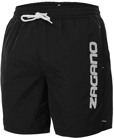 ZAGANO Badbyxor herr, boxershorts, strandshorts – badbyxor för män – badshorts för män – badshorts för män, korta byxor – träningsbyxor tillverkade i EU, Lång svart, 3XL