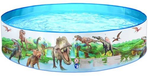 TOPWAYS Dinosaur Paddling Pool, Kiddie Swimming Pool - Easy Setup No Inflation, Outdoor Kids Swimming Pool - Size 152x25cm(Dinosaur)