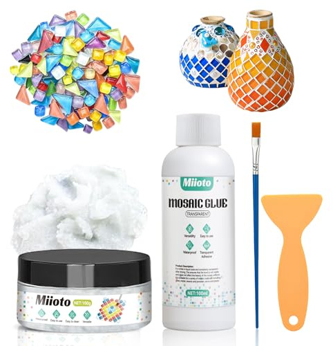 Fugenmasse Mosaik, Mosaikkleber, Mosaikkleber Transparent, Mosaik Fugenmasse Wird für Dekosteine, Heimwerkerarbeiten usw Verwendet, für alle Untergründe Geeignet(100g+100ml)