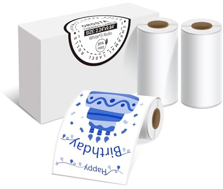 ORGSTA Etiketten Selbstklebend Klebeetiketten Aufkleber Beschriften Beschriftungsetiketten Selbstklebende Sticker Labels Weib 57mm x3M, 3 Rollen für S002