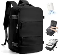 SZLX Vakuum Rucksack Wizz air Handgepäck Rucksack Ryanair Reiserucksack Flugzeug Easyjet Handgepäck für 14 Zoll Laptop mit Schuhfach für Herren Damen,Schwarz,Vakuumverdichtung Mit Pumpe
