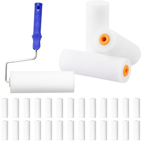 30 x lackrullar för lack, 10 cm, lackerulle, superfina lackeringsrullar, skumrulle med hög densitet, för att måla väggar, skåp, tak