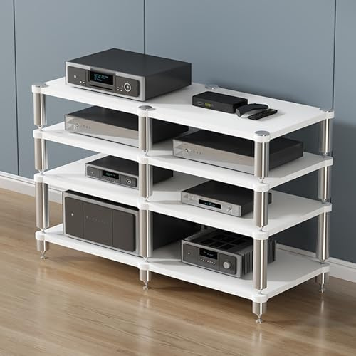 4-Tier Printer Stand & Media Storage Rack Wooden Shelving Unit for Game Consoles Audio-Video Perfect for Rec Room & Gaming Setup
