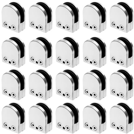 ROMYIX ﻿20PCS Glass Clamps 8-10mm Glass Balustrade Clamps,304 Stainless Steel Glass Shelf Brackets for Balustrade Posts/Swimming Pool/Garden Fence/Staircase Railing