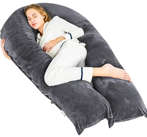 Avalo Schwangerschaftskissen XXL 280 cm - U-Form Seitenschläferkissen - Ergonomisches Body Pillow - Stillkissen & Körperkissen für Schwangere - Dunkelgrau