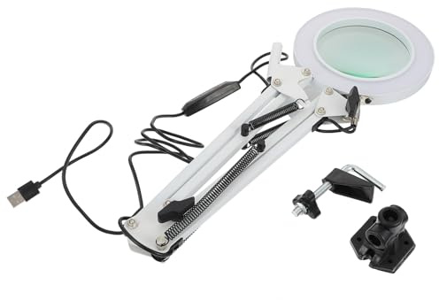 BAZEITFLOW Lámpara de Lupa LED de Escritorio con Luz Foco Estable para Joyeros Lectura y Trabajos de Precisión Lámpara Multifuncional con Aumento y Ángulo Regulable