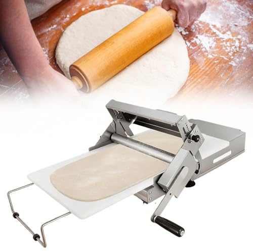 ZEEKYFOR Sfogliatrice Manuale Pieghevole, Macchina per Stendere La Pasta per Pizza con Spessore Regolabile da 0 a 25 mm, per Croissant, Cucine Domestiche e Piccole Panetterie 60x30cm