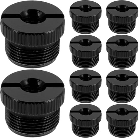 Mikrofonstativ Schraubgewindeadapter 8 Stück 1/4 5/8 Zoll | Aluminium Schwarz, Universelle Stabilität, Kompakte Bauform, für Podcast und Karaoke
