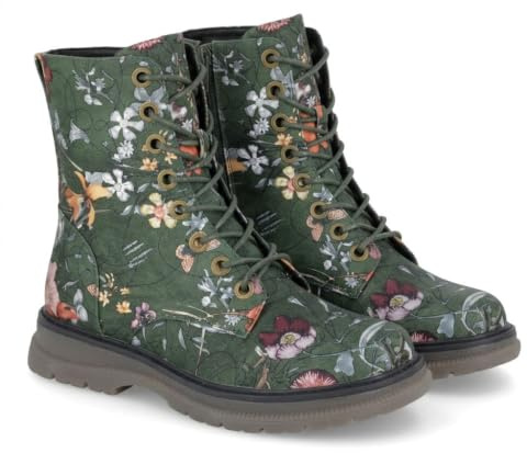 Cipriata Annetta Combat Boots, Women's, Green Floral, 8 UK