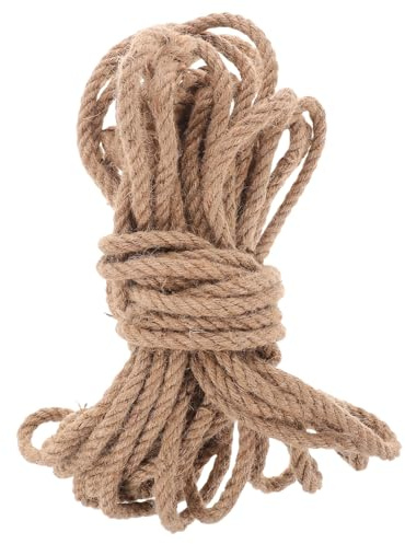 HOMSFOU Cuerda de Yute Resistente 10mm X 15m para Manualidades y Jardinería, Cordel Grueso Natural Trenzado para Atar, Decorar y Uso Exterior Duradero