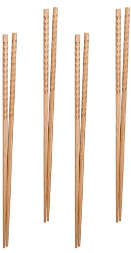 SUPVOX Palillos Largos de Haya para Hotpot y Freír 32 Cm, 4 Pares Reutilizables de Palillos para Cocina y Fideos, Utensilios Resistentes para Restaurante y Hogar