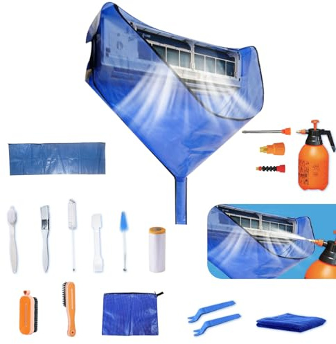kikepilm kit nettoyage climatisation split, kit entretien climatisation, kitnettoyage clim, bache nettoyage clim, nettoyageclimatisation maison, kit nettoyage de climatiseur, bleu，Grand 60-135 cm