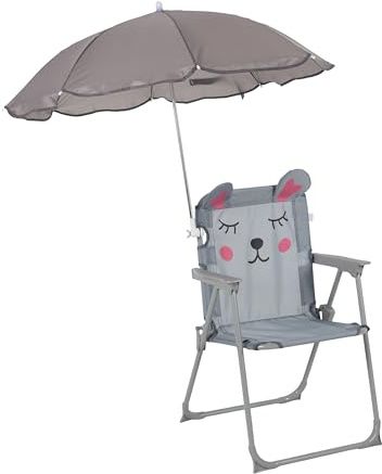 Relaxdays Sedia Pieghevole per Bambini con Parasole, Misura 51,5x36x37,5 cm, Topo, Picnic Outdoor, Multicolore