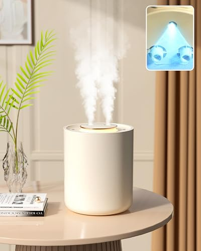 Air Humidifier for Bedroom with UV Germicidal Lamp, 1500ML Humidifier for Bedroom Baby with Night Light, 1800mAh Rechargeable Car Humidifiers,Mini Humidifier for Plants with 9H Auto Shut-Off