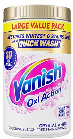 Vanish Stain Remover, Gold Oxi Action Powder, 1.5kg, Restores Whites and Protects Laundry from Greying, Removes Stains, Odours Laundry Detergent Leave Behind, Bleach Free