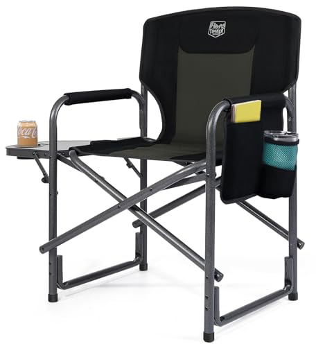 TIMBER RIDGE Chaise Pliante Camping Légère 3,3kg Fauteuil de Pêche Plage Portable Aluminium Support 180kg avec Table d'appoint