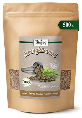 Biojoy EKO Hela spiskumminfrön, 500 g | Från Indien, omalda, perfekta för örtte eller kryddning, Cuminum cyminum L.
