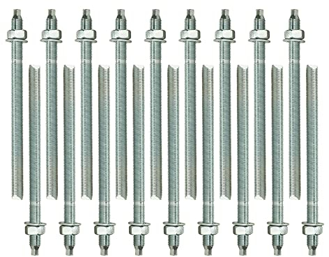 Isolbau Ankerstangen M12 x 160 mm - 20 Stück ETA Zulassung Gewindestange Verbundanker verzinkt mit Mutter & Unterlegscheibe Schwerlast-Anker Schwerlast-dübel