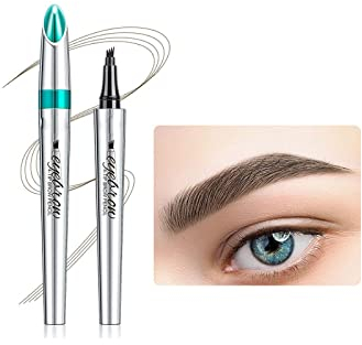 Lovelycat 3D Mikro beschichtete vier Ecken Augenbrauen Stift 3D wasserdichte Mikro beschichtete vier Gabel Tattoo Stift die natürliche und dauerhafte Augenbrauen Make-up schafft (2# Dark brown)
