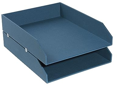 Exacompta - Ref. 14603E - Set med 2 Office By Me brevinkast - för A4+ dokument - mått 13 x 26 x 33,7 cm - i hård kartong - med halkfria fötter - färg ankblå