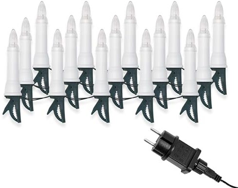 LED Lichterkette Weihnachtsbaum für außen und innen, strombetrieben - keine Batterien erforderlich, robuste Retro-Riffel-Weihnachtskerzen für den Christbaum (8,4 Meter - 15 Lichter)