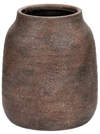 Briful - Vaso grande in ceramica rustica, vaso vintage da fattoria, terracotta naturale, ceramica antica, decorazione per soggiorno, cucina, camino, tavolo, 17,8 cm, marrone