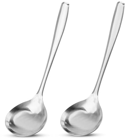 2 pièces Cuillère à Sauce en Acier Inoxydable Petite Cuillère de Service Cuillère pour Restaurants Hôtel Cuisine Salle à Manger