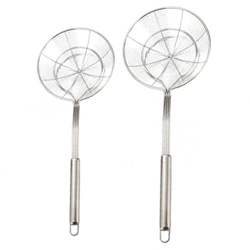 Set di schiumarole a rete in acciaio inox, 14 cm e 20 cm, per friggere cibo, spaghetti, tagliatelle, utensili da cucina