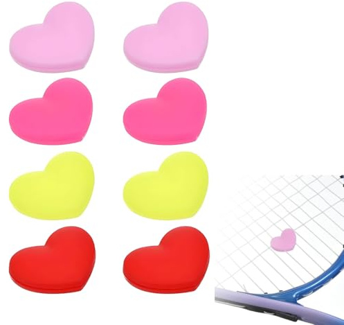Pack of 8 Tennis Racket Dampeners, Tennis Vibration Dampener, Tennis Squash Shock Absorber, Vibration Dampener, for Tennis Rackets, Badminton Rackets,Heart-Shaped Silicone Tennis String Dampener