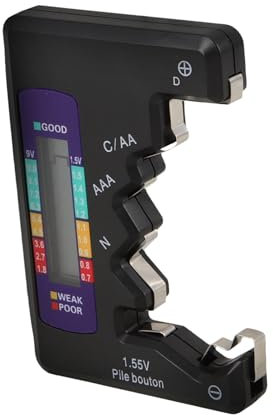 Angoily Batterietester Werkzeug Zur Batterieprüfung Spannungsprüfer für 1 5-v- bis 9-v-batterien Leicht Lesbares Display Aa-aaa-batterieprüfwerkzeug Schwarz