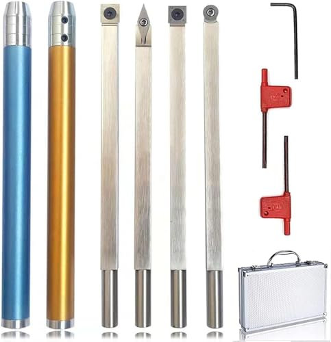 Outils de tournage du bois en carbure, outils de tournage du bois, finisseur plus rugueux, ciseau de tour avec outil de jauge de bol, poignée interchangeable en alliage d'aluminium avec inserts en car