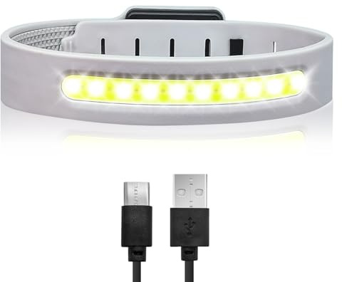 Bigqin Luce Da Corsa Per Runner, Luce Di Marcia Con Regolazione A Tre Velocità, Ricarica Usb,Dimensioni Regolabili Da 10,2 A 14,2, Batteria A Lunga Durata Per Corsa, Campeggio, Camminata, Ciclismo