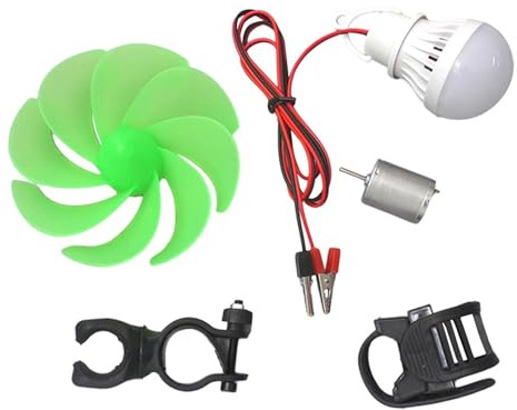 Kit fai da te con pala for motore mini turbina eolica, LED, generatore di energia alternativa, materiale ABS, modalità di generazione di energia CC per l'esperimento sulla generazione di energia fis