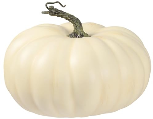 Lcuasc Artificial Pumpkin Cream White Realistic Foam Pumpkin Fall Decor Fake Fruit Vegetable for Harvest Thanksgiving Party Christmas Decoration,(Size:10.2W x5.5H)