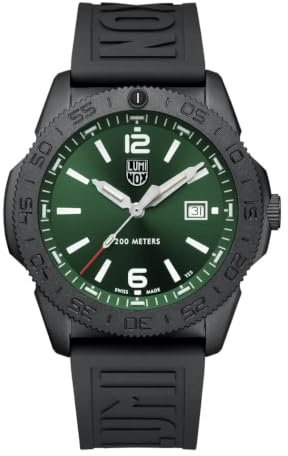 Luminox Pacific Diver herr dykarklocka 44 mm rostfritt stål – kvarts analog 20 bar, rostfritt stål armband silver, grön urtavla, datum, lysande visare XS.3137.B