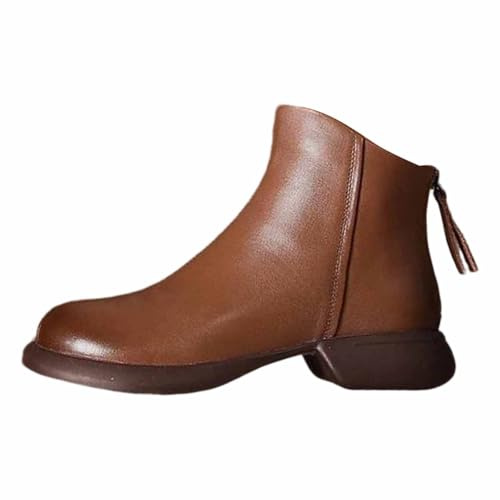 Generisch Zapatos mujer botas cortas botines con tacón de bloque vaquero ante botas de vaquero botas de equitación botines modernos botines cortos retro corto otoño invierno invierno botas de invierno