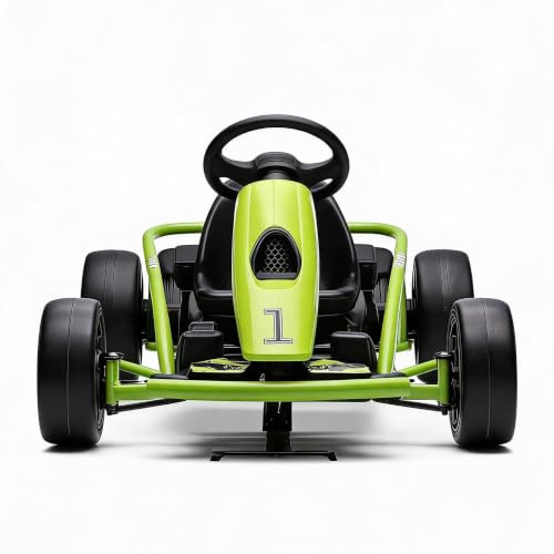 GarveeMore 24V Kinder Elektro‑Go‑Kart, Drift‑Funktion 2×300W Motoren | 9Ah Akku, max.13 km/h, Softstart, verstellbarer Sitz, EVA‑Reifen, 70 kg Tragkraft mit Musik‑ und Hupe‑Funktion