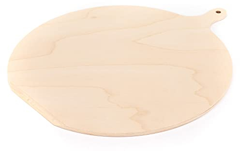Lupia - Pala per Pizza Rotonda in Legno di Betulla 35x44 cm, Manico Ergonomico, Made in Italy, Ideale per Servire e Tagliare, Spessore 6 mm, Shabby, Legno, Tagliere Rotondo