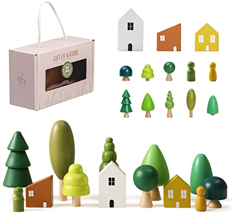 13er-Pack Baum Spielzeug aus Holz für Kinder, Verschiedene Größen Bäume Wald Rustikal Deko für Wohnkultur und kinderzimmer, Montessori Spielzeug für Jungen und Mädchen, Wooden Tree Decorations