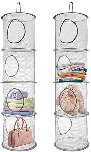 Fentar 2Pcs Organizador Colgante, Red de Almacenamiento Colgante de 4 Pisos, Caja de Almacenamiento de Juguetes Plegables, Red de Almacenamiento Suave para Juguetes Ropa y Edredones