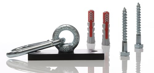 Yourkon | Boxsack & Deckenhalterung | 8mm massiver Stahl | Schwarz gepulvert | für Boxsäcke & mehr | Ideal als Aufhängung für Hängesessel, Yogatuch, Sonnensegel Befestigung usw. | bis 140 kg