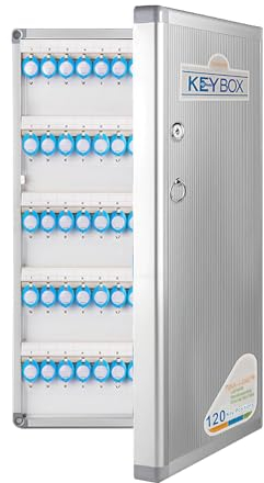 TUKA-i-AKUT Schlüsselkasten 120 Haken, Abschließbar Metall Schlüsselschrank Wandmontage, Schlüssel Aufbewahrung Schlüssel Box aus Aluminiumlegierung, mit Schlüsselanhänger u Montage Set, TKD8650-120