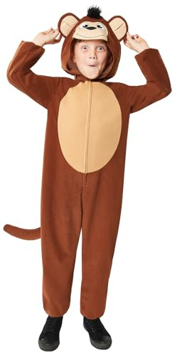 Amscan 9916818 - Unisex World Book Day Monkey Hooded Jumpsuit Barn Fancy Dress Kostym Ålder 3–4 år