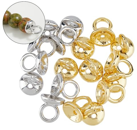 SUPERFINDINGS 40 Stück 2 Farben Schmuckherstellung Schnur Enden Für Armbänder Schnur Enden Für Halskette Schnur Enden Ring Endverschluss Tipps Für Schmuck 6x5x2mm Bohrung: 0.8mm