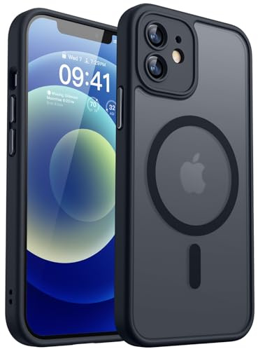 CANSHN für iPhone 12 Mini Hülle mit Kameraschutz, Schwarz