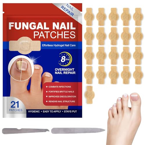 Fungal Nail Patches,21pcs Patches Mycose Ongles des Pieds,Patch D'ongles Fongiques,Patchs Traitement Mycose Ongles Pieds,Patch Correcteur D'ongles D'orteils,Pansements Antifongiques pour Ongle