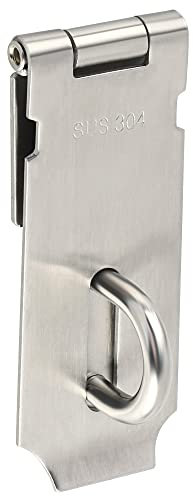 Sayayo SUS304 Stainless Steel Padlock Hasp Door Lock Shed Lock, 4-Inch Heavy Duty Hasp and Staple Door Clasp Gate Latch, Silver(Not Include Padlock), EMS9